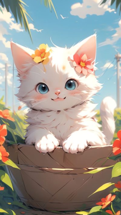 Cute Cartoon Cat for phone wallpaper