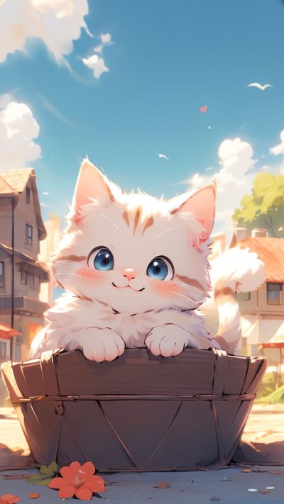 Cute Cartoon Cat for phone wallpaper