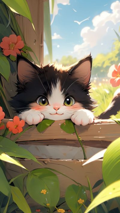 Cute Cartoon Cat for phone wallpaper