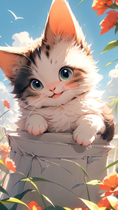 Cute Cartoon Cat for phone wallpaper