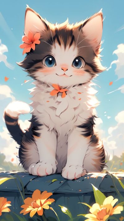 Cute Cartoon Cat for phone wallpaper