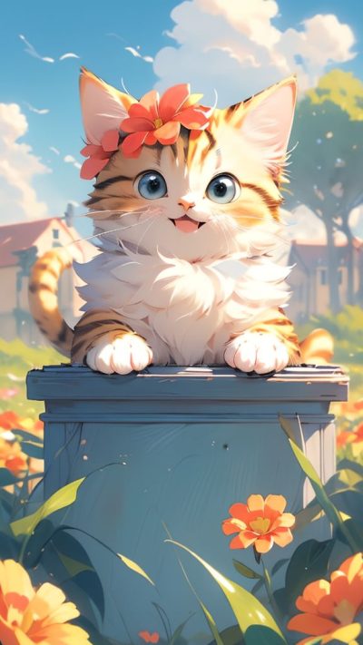 Cute Cartoon Cat for phone wallpaper