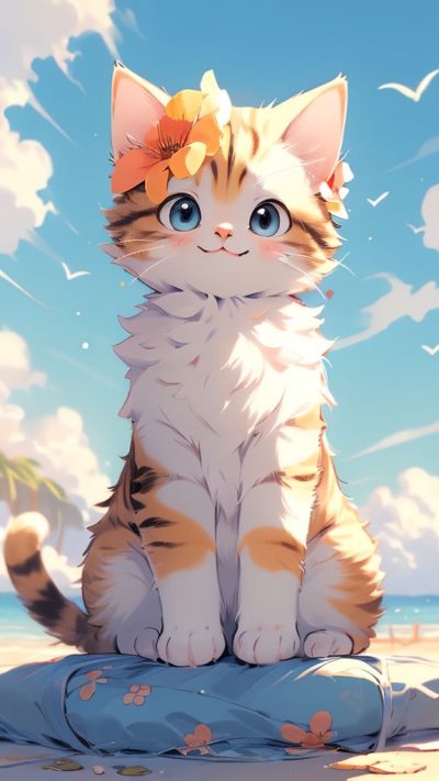 Cute Cartoon Cat for phone wallpaper