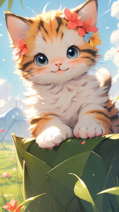 Cute Cartoon Cat for phone wallpaper