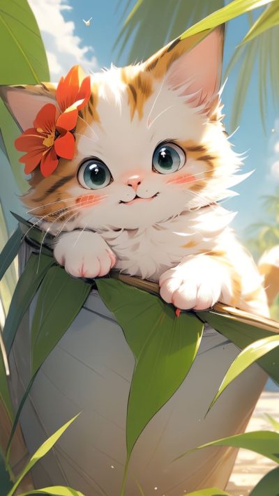 Cute Cartoon Cat for phone wallpaper