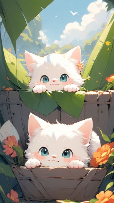 Cute Cartoon Cat for phone wallpaper