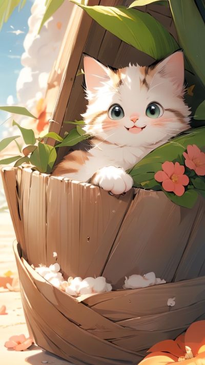 Cute Cartoon Cat for phone wallpaper