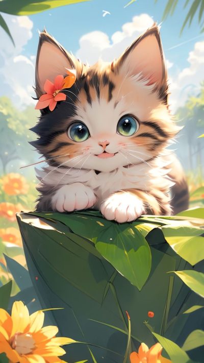 Cute Cartoon Cat for phone wallpaper