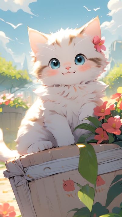 Cute Cartoon Cat for phone wallpaper