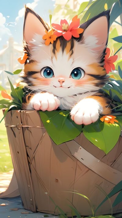 Cute Cartoon Cat for phone wallpaper