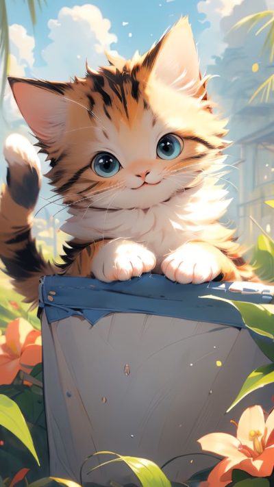 Cute Cartoon Cat for phone wallpaper