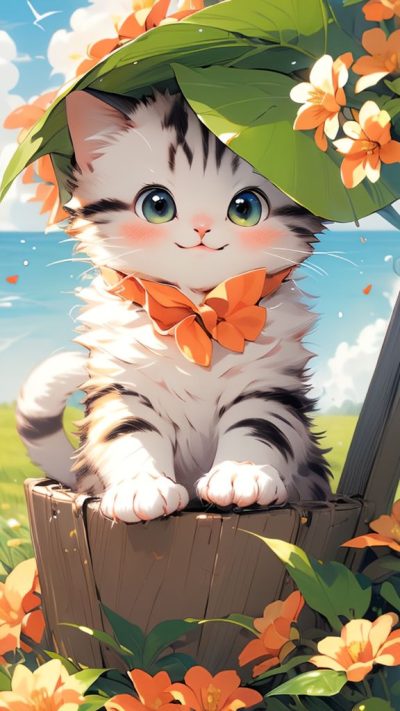 Cute Cartoon Cat for phone wallpaper