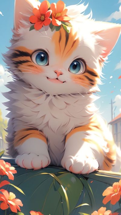 Cute Cartoon Cat for phone wallpaper