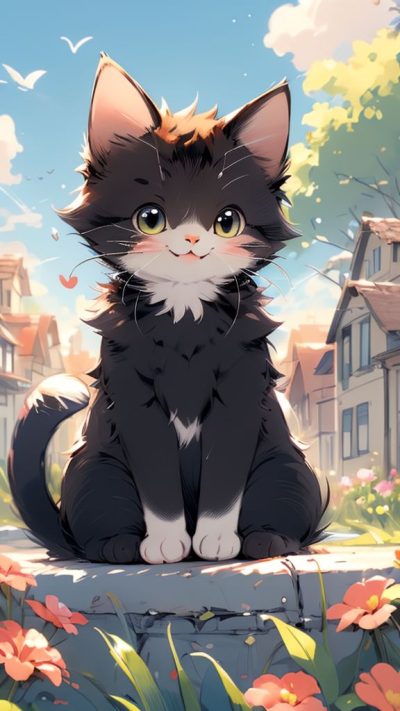 Cute Cartoon Cat for phone wallpaper