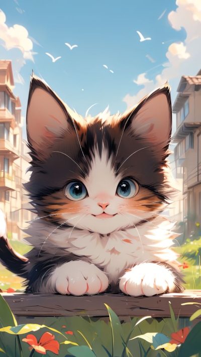 Cute Cartoon Cat for phone wallpaper