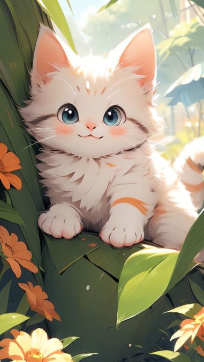 Cute Cartoon Cat for phone wallpaper