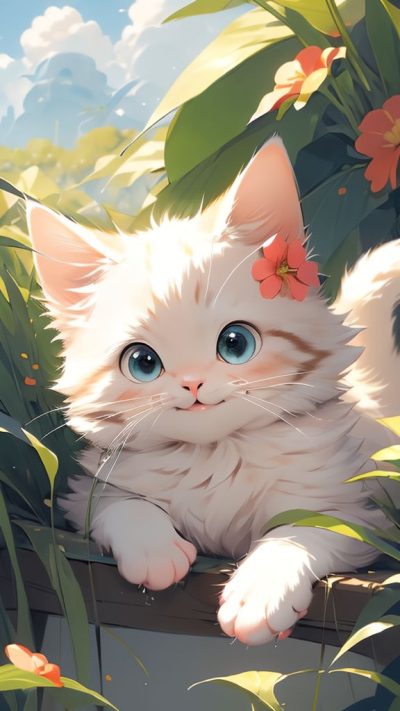 Cute Cartoon Cat for phone wallpaper