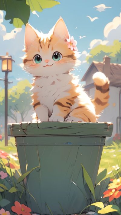 Cute Cartoon Cat for phone wallpaper