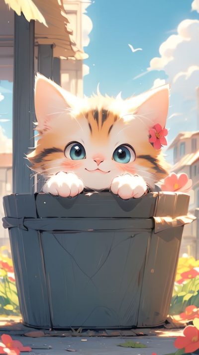 Cute Cartoon Cat for phone wallpaper