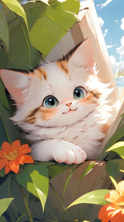 Cute Cartoon Cat for phone wallpaper