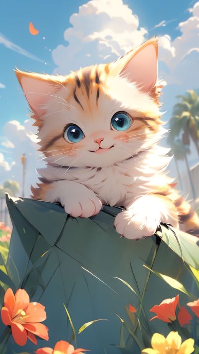 Cute Cartoon Cat for phone wallpaper