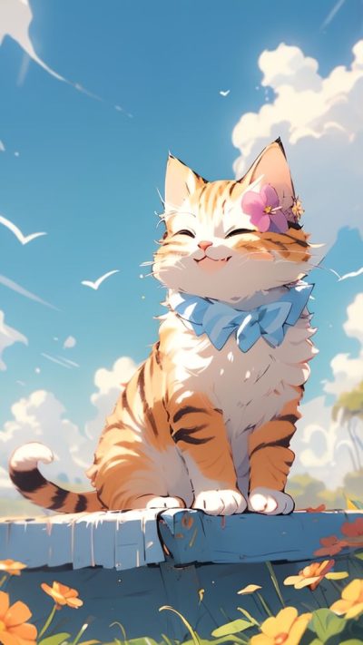 Cute Cartoon Cat for phone wallpaper