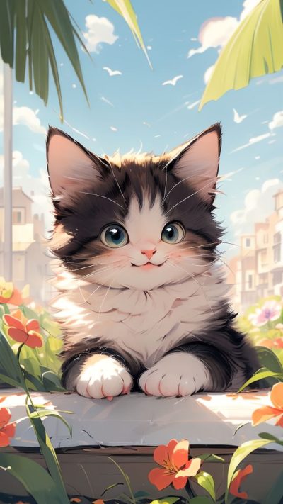 Cute Cartoon Cat for phone wallpaper