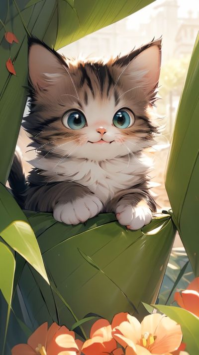 Cute Cartoon Cat for phone wallpaper