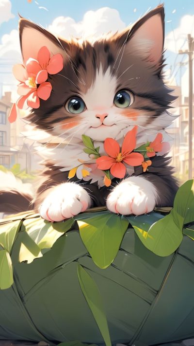 Cute Cartoon Cat for phone wallpaper