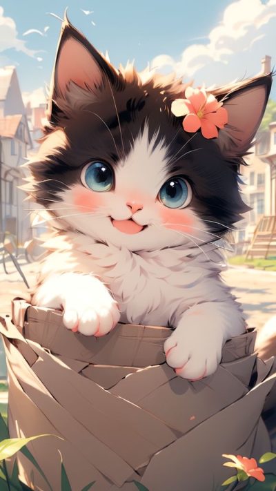 Cute Cartoon Cat for phone wallpaper