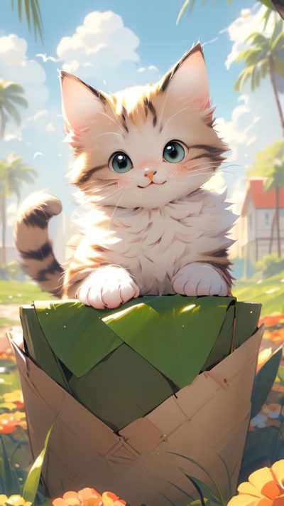 Cute Cartoon Cat for phone wallpaper