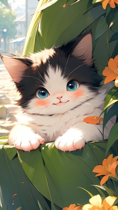 Cute Cartoon Cat for phone wallpaper