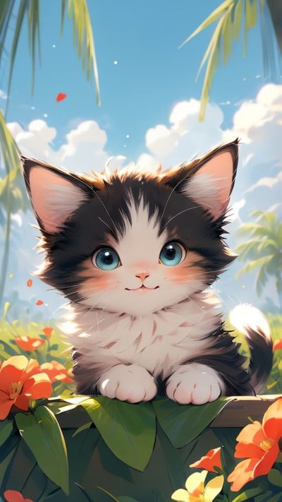 Cute Cartoon Cat for phone wallpaper