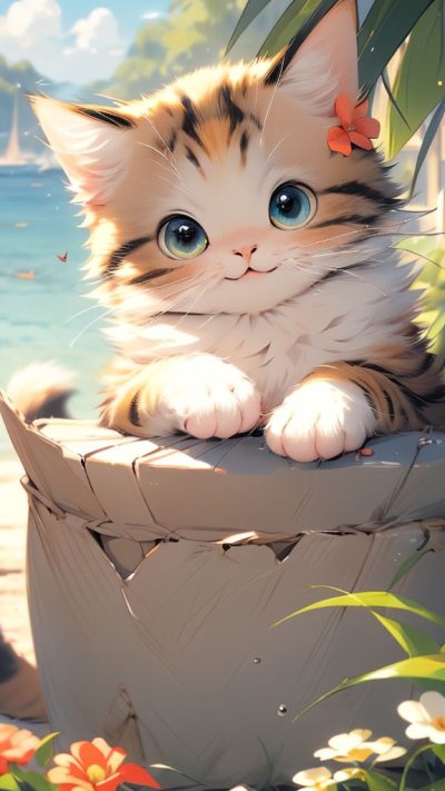 Cute Cartoon Cat for phone wallpaper