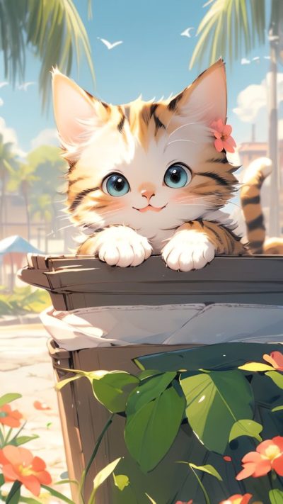 Cute Cartoon Cat for phone wallpaper