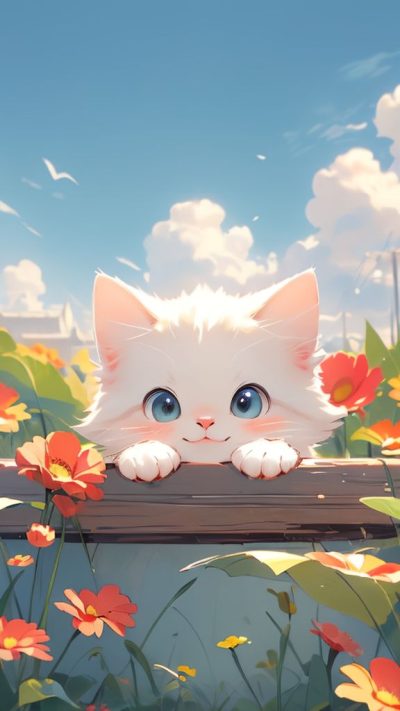 Cute Cartoon Cat for phone wallpaper