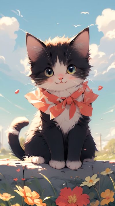 Cute Cartoon Cat for phone wallpaper