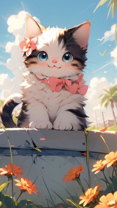 Cute Cartoon Cat for phone wallpaper