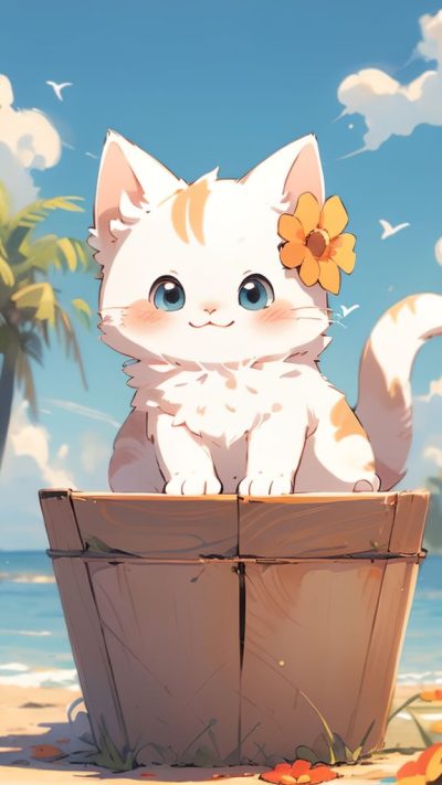 Cute Cartoon Cat for phone wallpaper