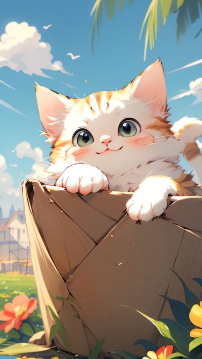 Cute Cartoon Cat for phone wallpaper