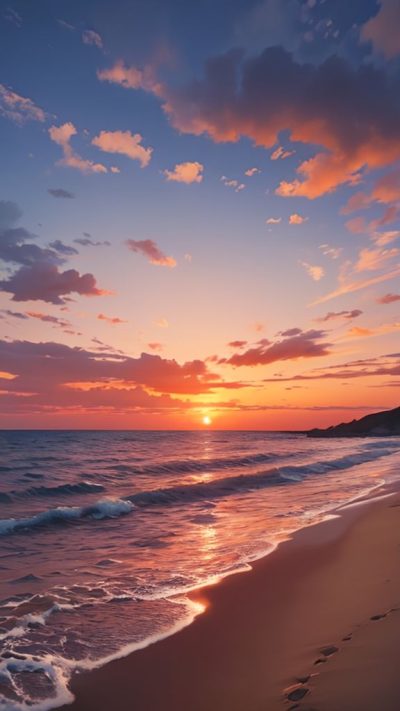 Sunset on the beach for phone wallpaper