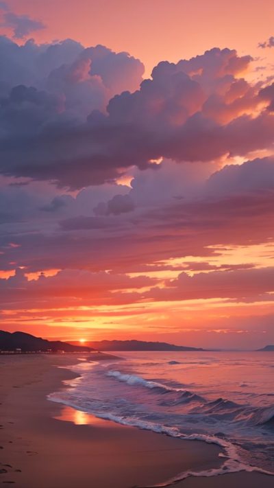 Sunset on the beach for phone wallpaper