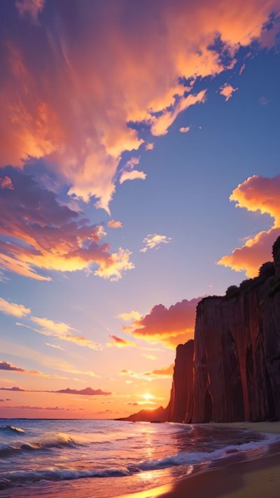 Sunset on the beach for phone wallpaper