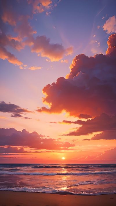 Sunset on the beach for phone wallpaper