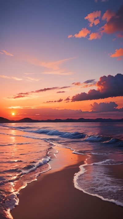 Sunset on the beach for phone wallpaper