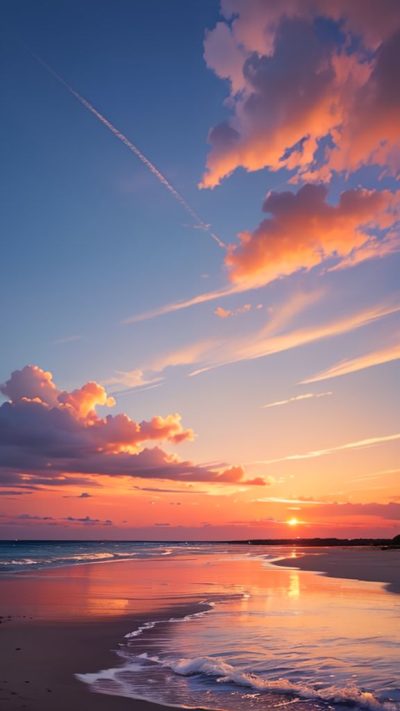 Sunset on the beach for phone wallpaper