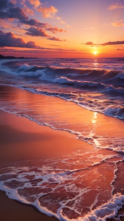 Sunset on the beach for phone wallpaper