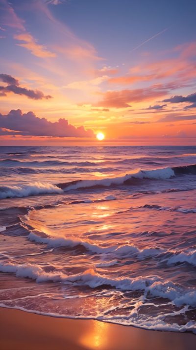 Sunset on the beach for phone wallpaper