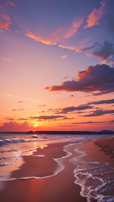 Sunset on the beach for phone wallpaper