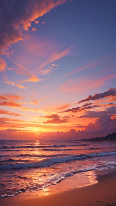 Sunset on the beach for phone wallpaper